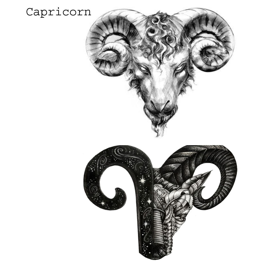 Zodiac sign Capricorn Horoscope Temporary Body Tattoo Waterproof For Girls Men Women - Temporarytattoowala