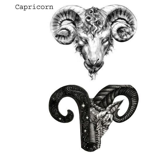 Zodiac sign Capricorn Horoscope Temporary Body Tattoo Waterproof For Girls Men Women - Temporarytattoowala