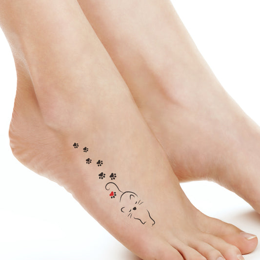 Cat Tattoo Kitten with Foot Animal Tattoo Waterproof For Girls and Boys Temporary Body Tattoo