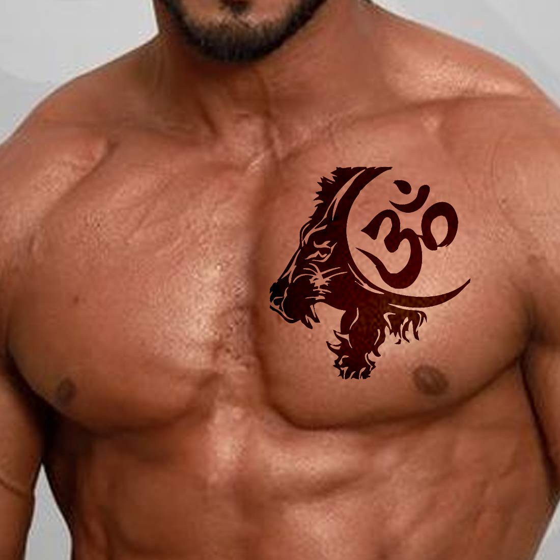 Lion Om Hindu Religion Tattoo Waterproof Male and Female Temporary Body Tattoo - Temporarytattoowala