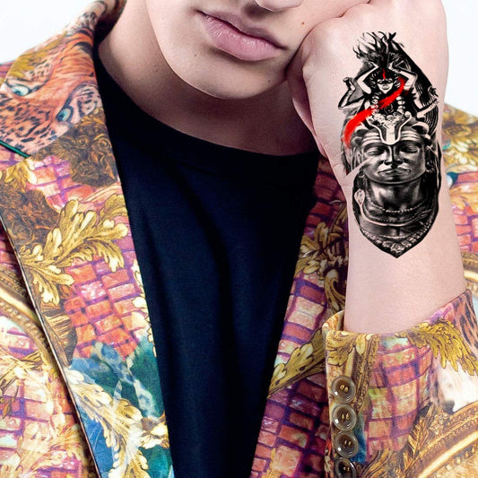 Lord Kali Mata with Lord Shiva Tattoo Black and white tattoo Temporary Waterproof Tattoo