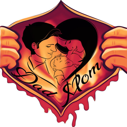 Big Heart Mom Dad Tattoo Waterproof Men and Women Temporary Body Tattoo