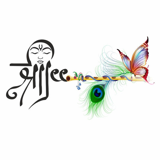 Shree Krishna Flute Tattoo Butterfly Waterproof Boys and Girls Temporary Body Tattoo