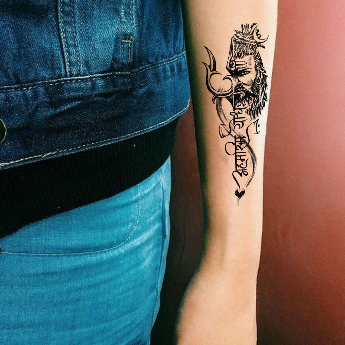 Ahimsam Yodha With Shiva Tattoo Waterproof Male and Female Temporary Body Tattoo - Temporarytattoowala