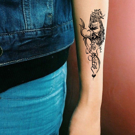 Ahimsam Yodha With Shiva Tattoo Waterproof Male and Female Temporary Body Tattoo - Temporarytattoowala