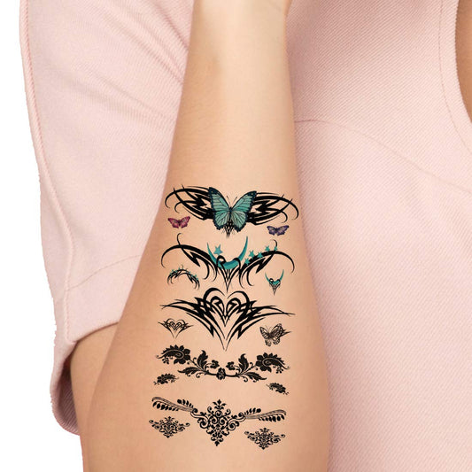 Tribal Butterfly with Wings Design Temporary Waterproof Tattoo For Men and Women…