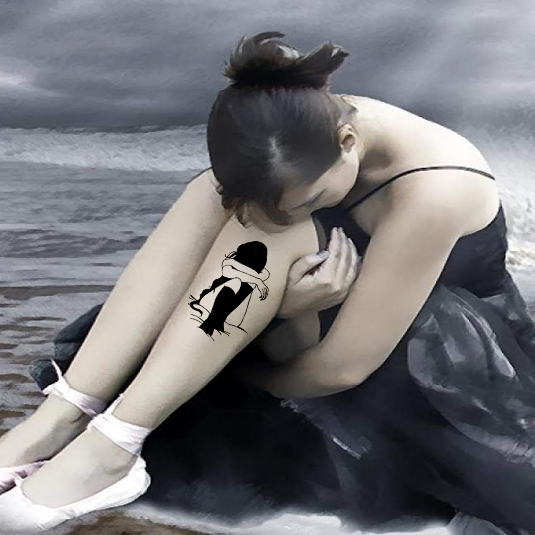 Sad Girls Teen Guys Tattoo Waterproof Male and Female Temporary Body Tattoo - Temporarytattoowala