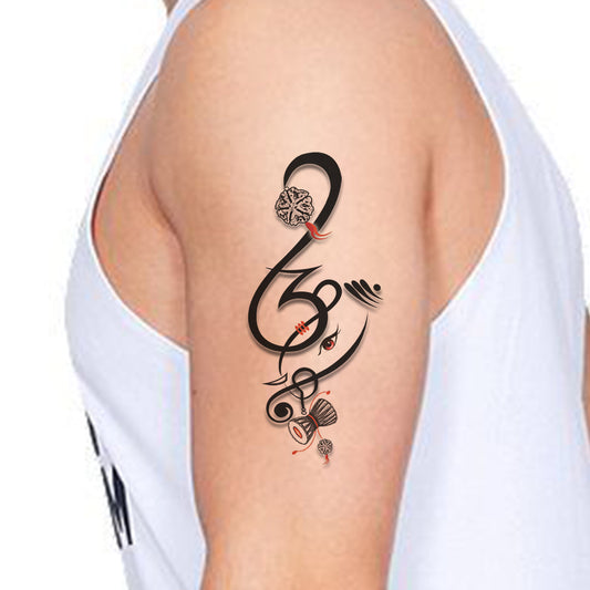 Om with Rudraksha and Ganesha Gods Tattoo Waterproof For Boys and Girls Temporary Body Tattoo