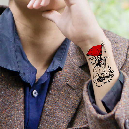 TEMPORARY TATTOOWALA Tribal chhatrapati shivaji maharaj Temporary Waterproof Tattoo For Men and Women