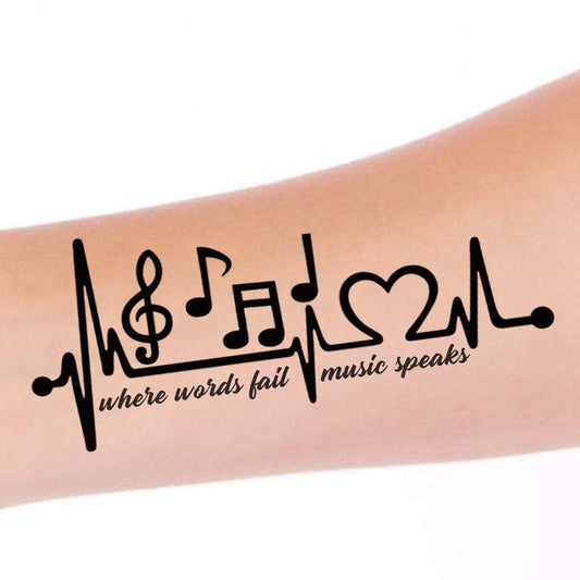 Music Symbol Body Temporary Tattoo Waterproof For Girls Men Women