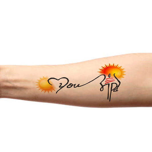 Sun love you with Moon Temporary Body Tattoo Waterproof For Girls Men Women - Temporarytattoowala