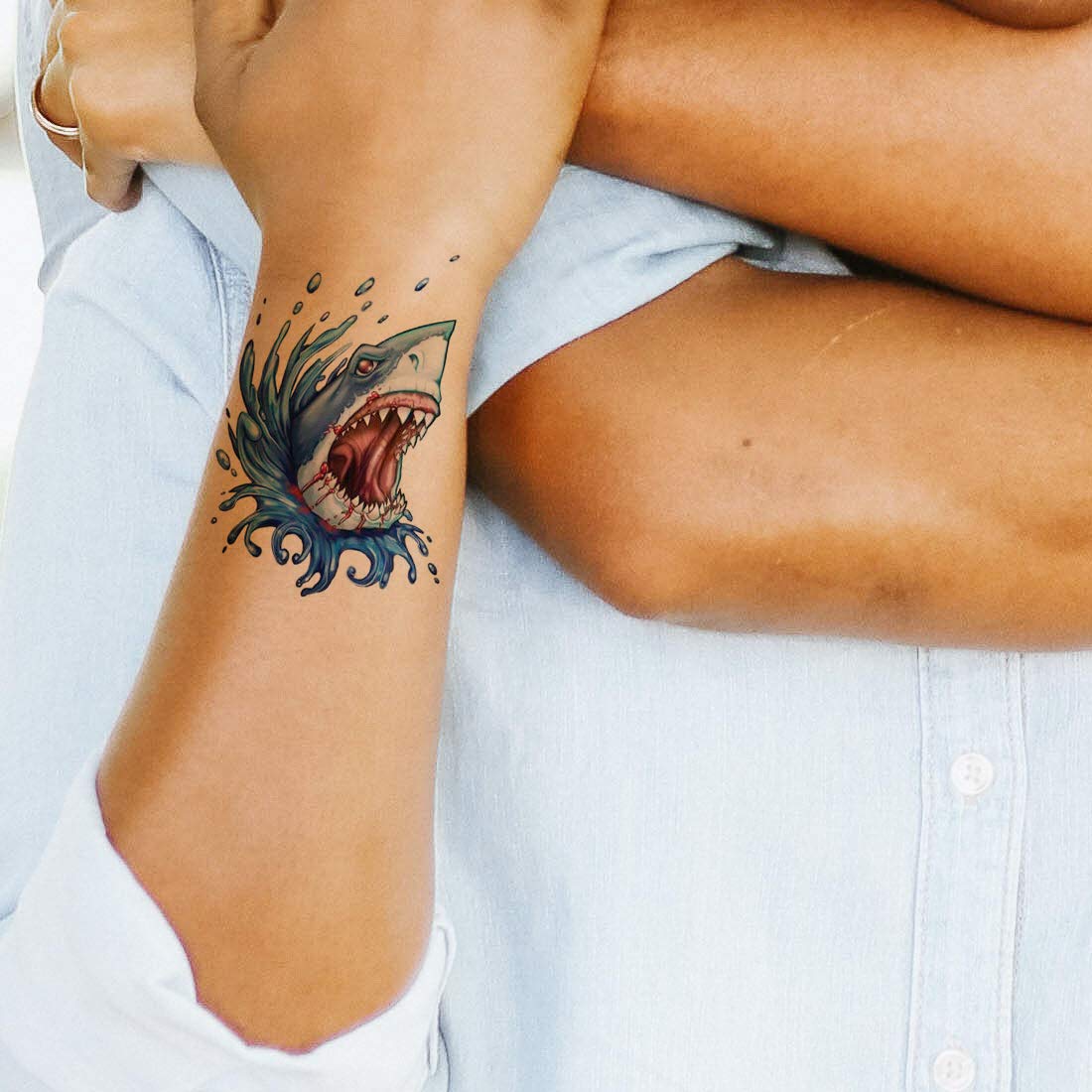 Temporary Tattoowala Sharks Fish Tattoo Waterproof Men and Women Temporary Body Tattoo - Temporarytattoowala