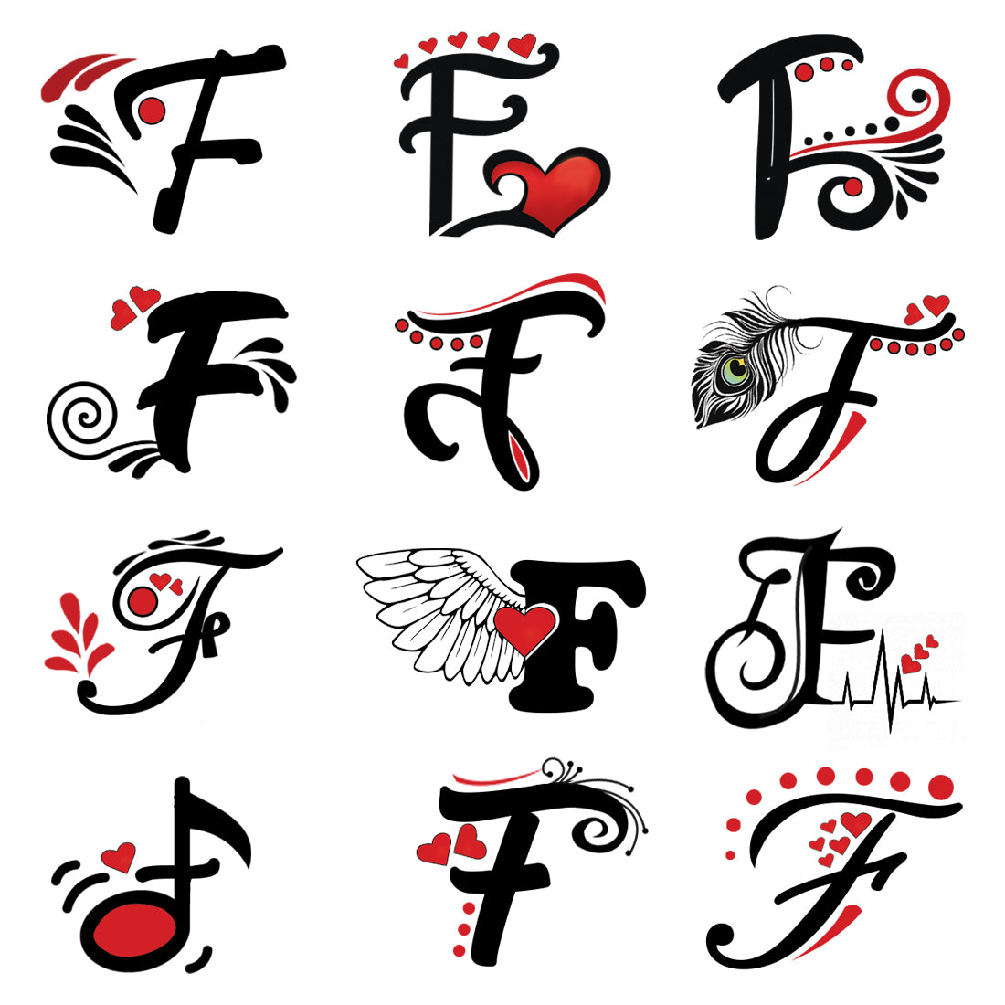 F Name Alphabet Tattoo Waterproof For Men and Women Temporary Body Tattoo