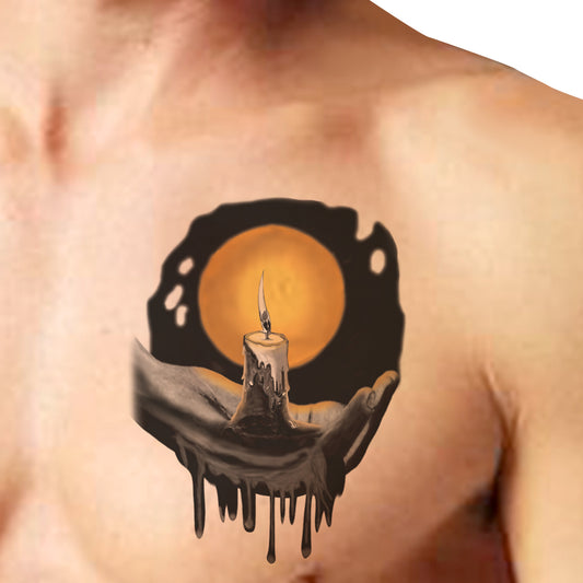 Burn Candle On hand In Moon Night Temporary Tattoo Waterproof For Male and Female Temporary Body Tattoo