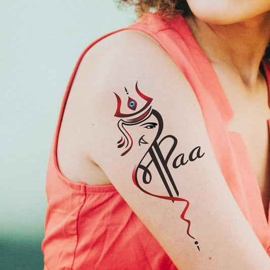 Temporary Tattoowala Ganesh with Maa Paa Tattoo Temporary Body Waterproof Boy and Girl Tattoo - Temporarytattoowala