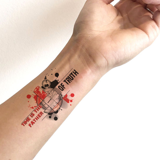 Time Is the Father Of Truth Temporary Tattoo Waterproof For Male and Female Temporary Body Tattoo