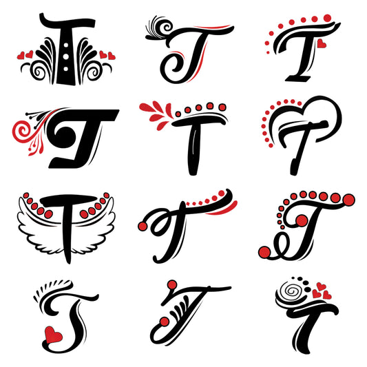 T Name Alphabet Tattoo Waterproof For Men and Women Temporary Body Tattoo