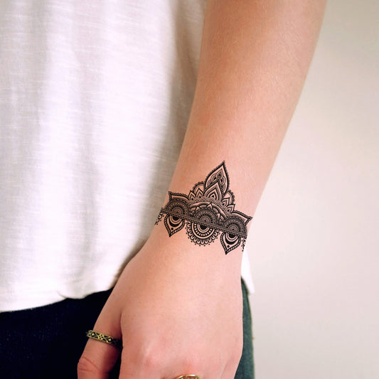 Seamless Borders Tattoo Flower Waterproof For Men and Women Temporary Tattoo