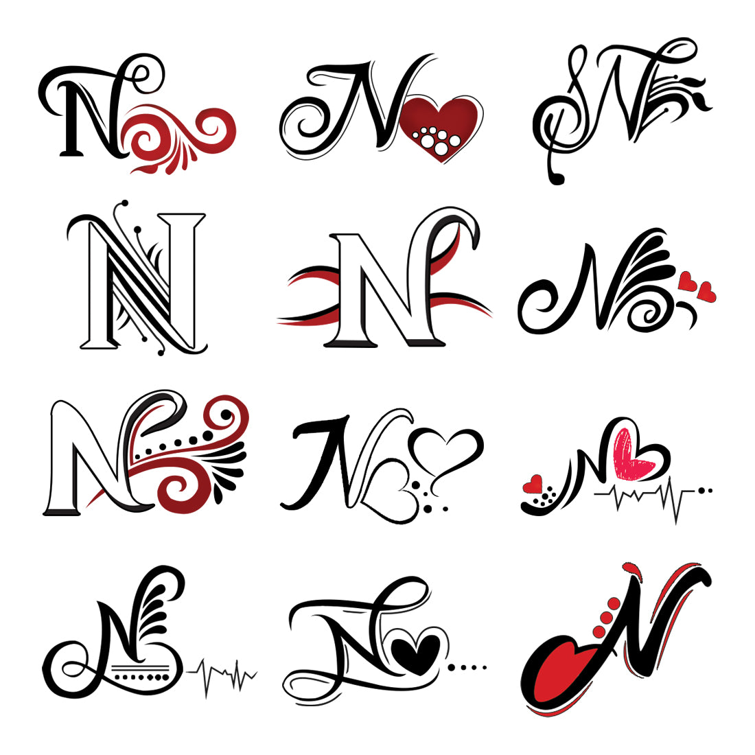 N Name Alphabet Tattoo Waterproof For Men and Women Temporary Body Tattoo
