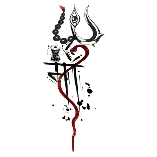 Shiv Trishul with Maa Tattoo Waterproof Men and Women Temporary Body Tattoo