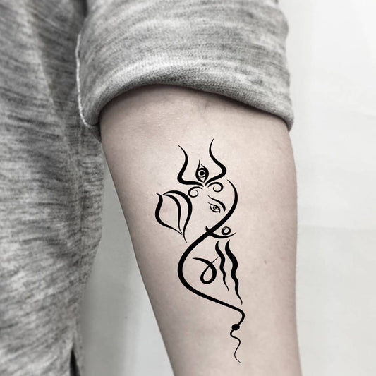 Trishul with Ganesha Maa Gods Temporary Body Tattoo Waterproof Black