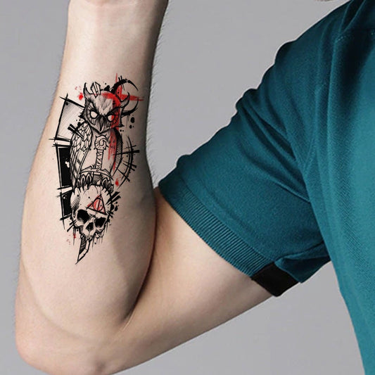 Owl Tattoo Birds Love Waterproof Temporary Tattoo For Male and Female - Temporarytattoowala