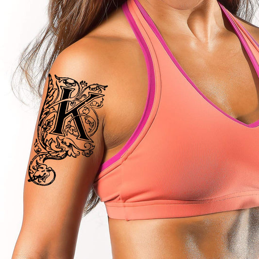 Name K Letter Body Tattoo Alphabet Temporary Tattoo Waterproof For Girls Men Women