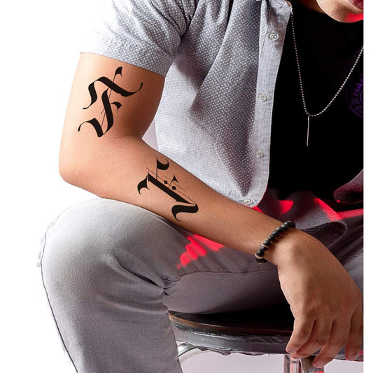 Temporary Tattoowala Name F Letter Two Design Body Temporary Tattoo Waterproof For Girls Men Women