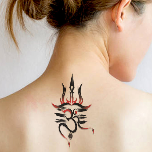 Trishul with Om Rudraksha Waterproof For Boys and Girls Temporary Body Tattoo