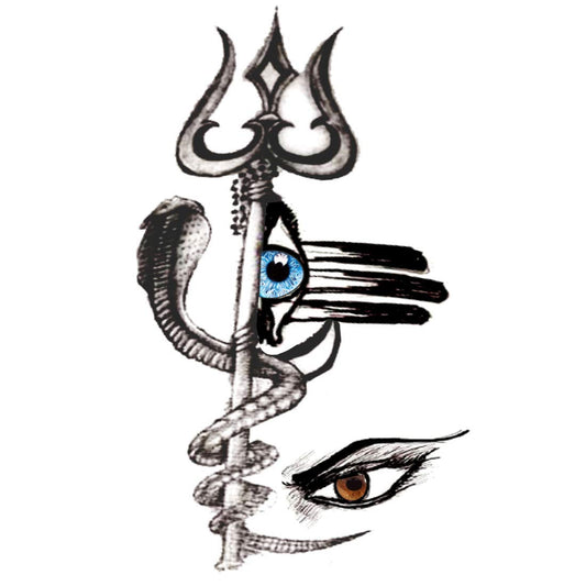 Lord Shiva Eye Trishul Snake Tattoo Waterproof Boys and Girls Temporary Body Tattoo - Temporarytattoowala