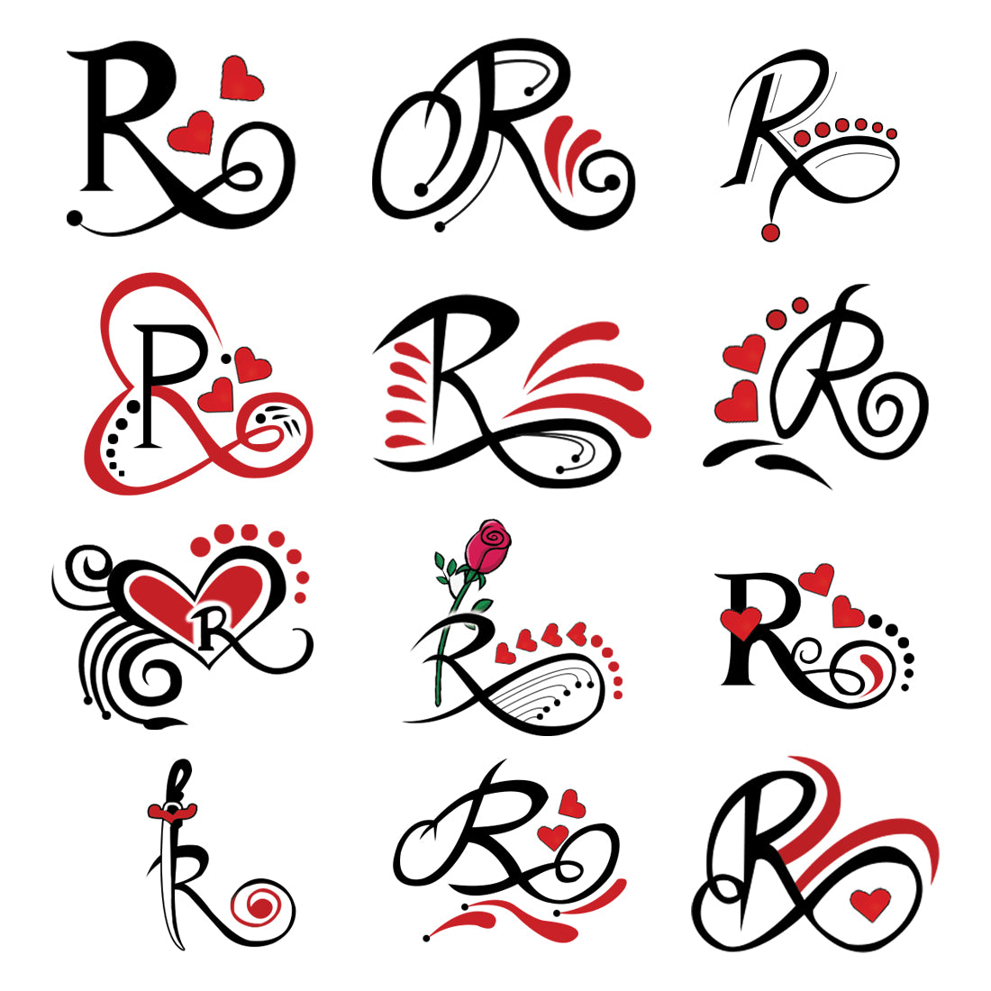 R Name Alphabet Tattoo Waterproof For Men and Women Temporary Body Tattoo