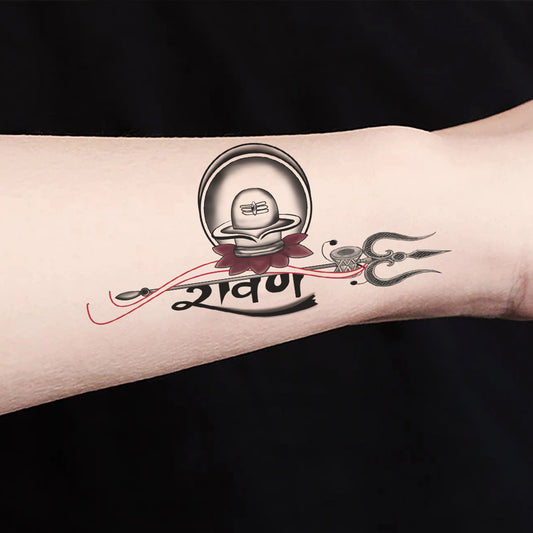 Ravan Shivling Tattoo Trishul Waterproof For Women Temporary Tattoo
