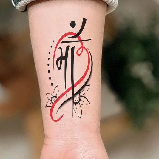 Maa and Heart Love Tattoo For Men and Women Waterproof Temporary Tattoo