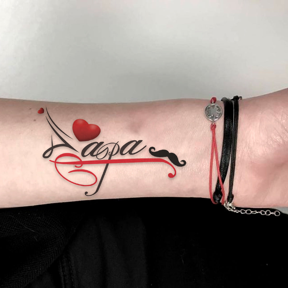 Maa Heart Paa Tattoo Waterproof For Men and Women Heart Arrow Temporary Body Tattoo