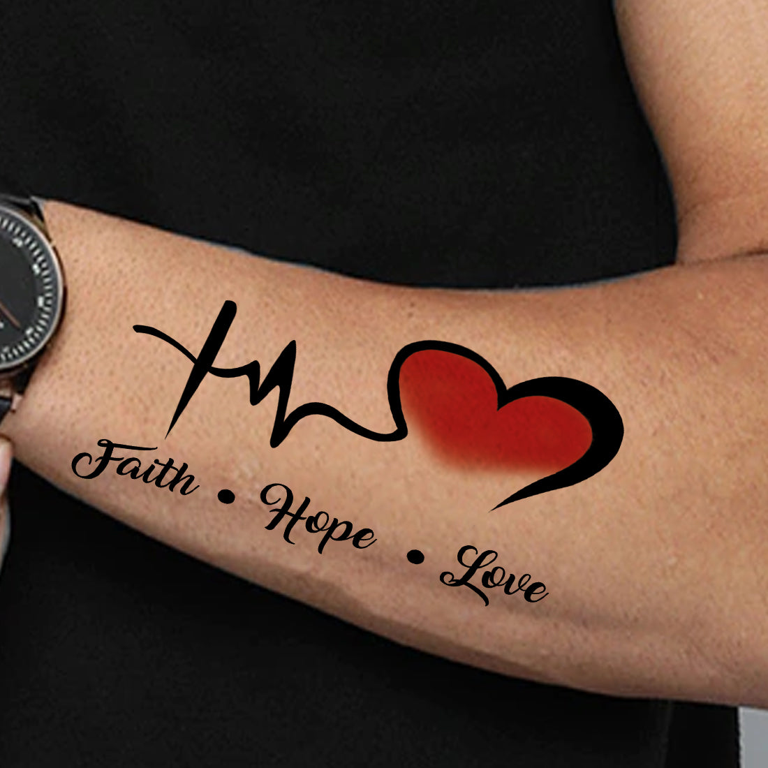 heart pulse faith tattoo
