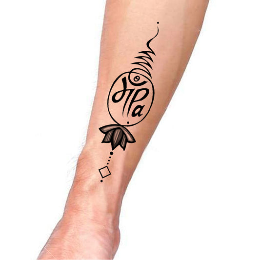Maa Paa In Flower Lotus New Temporary Tattoo Waterproof For Boys and Girls Temporary Body Tattoo