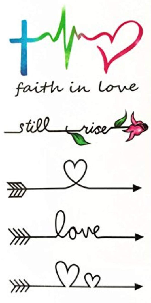 Heart Beat Faith Love Arrow Tattoo Waterproof Boys and Girls Temporary Body Tattoo - Temporarytattoowala