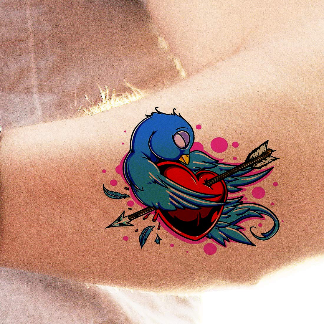 Temporary Tattoowala Birds Heart Tattoo Waterpoof Temporary Body Tattoo - Temporarytattoowala