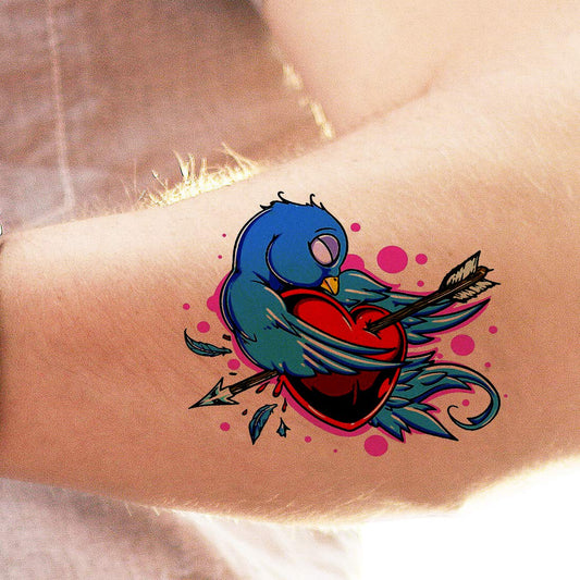 Temporary Tattoowala Birds Heart Tattoo Waterpoof Temporary Body Tattoo - Temporarytattoowala