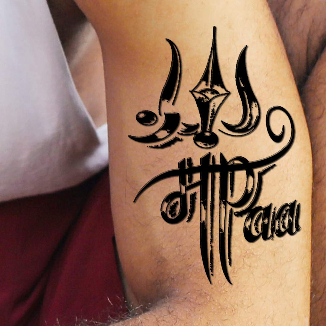 Temporary Tattoowala Maa Paa with Trishul Tattoo Waterproof Men and Women Temporary Body Tattoo