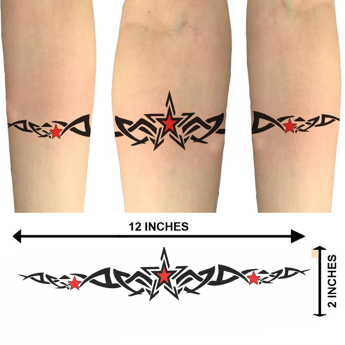 Star with Tribal Hand Band Tattoo Waterproof For Boy and Girl Temporary Body Tattoo