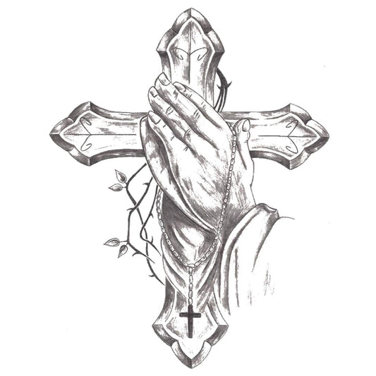 Jesus Prayer On The Cross Body Tattoo Waterproof Male and Female Temporary Body Tattoo - Temporarytattoowala