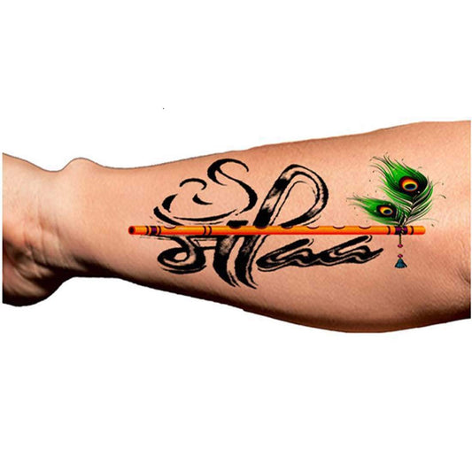 Temporary Tattoowala Maa Paa with Flute and Women Waterproof Temporary Body Tattoo