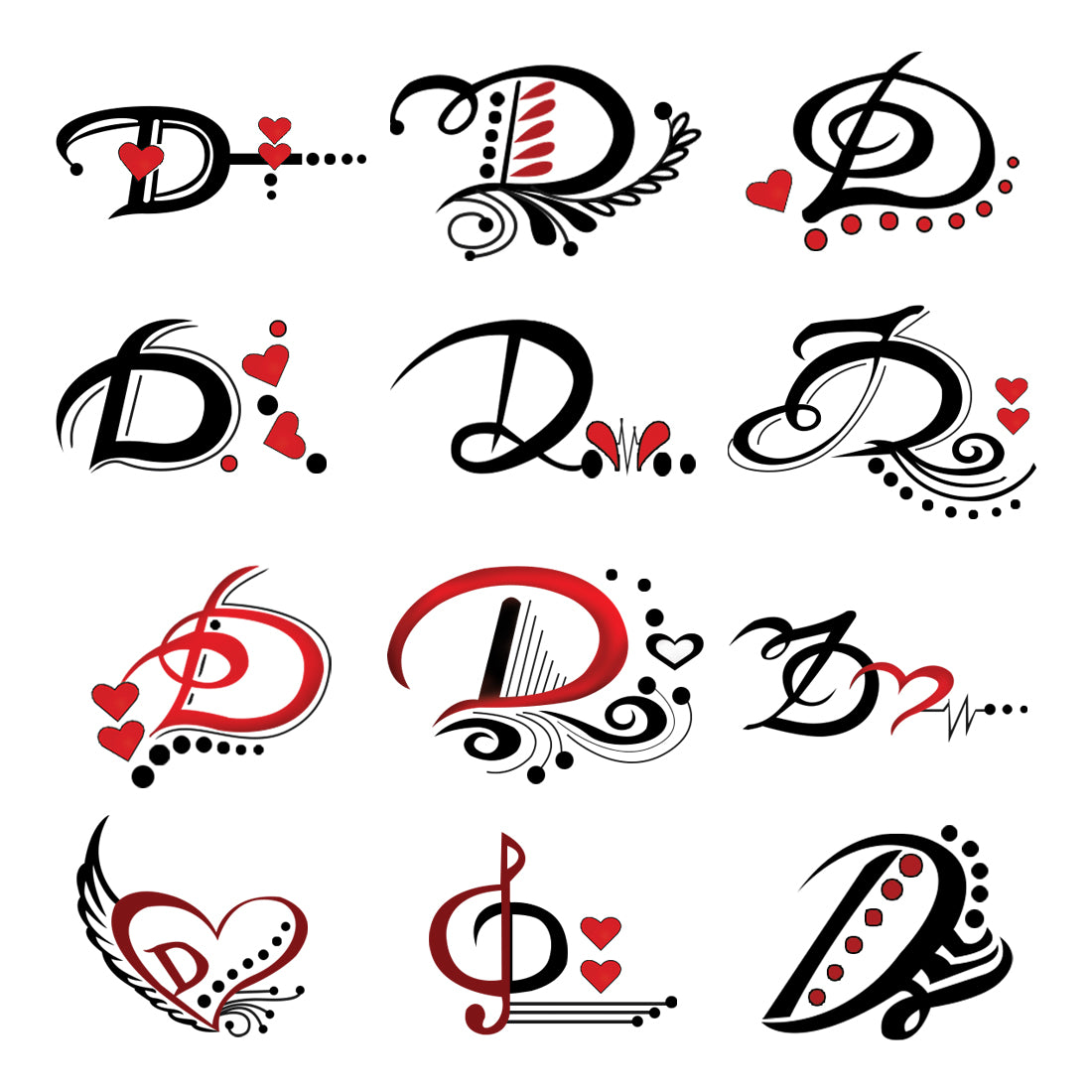 D Name Alphabet Tattoo Waterproof For Men and Women Temporary Body Tattoo