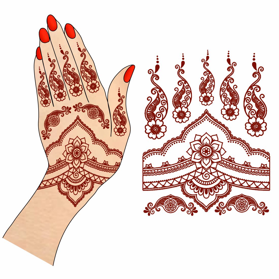 Henna Tattoo Design Feel Realistic Mehndi Flower Tattoo Waterproof For Women Temporary Tattoo