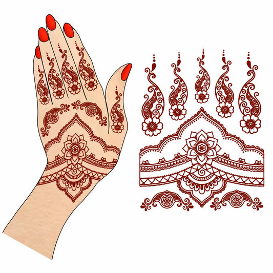 Henna Tattoo Design Feel Realistic Mehndi Flower Tattoo Waterproof For Women Temporary Tattoo