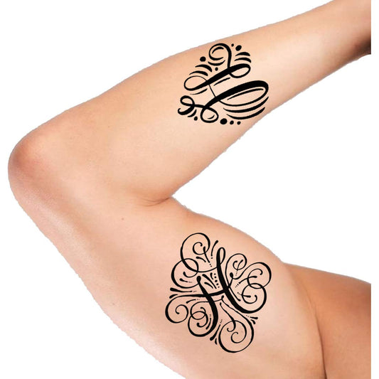 Temporary Tattoowala Name I Letter Tattoo Alphabet Two Design Body Temporary Tattoo Waterproof For Girls Men Women