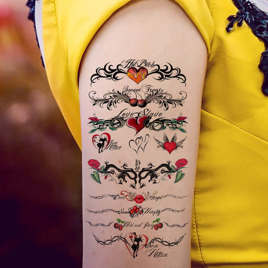 Heart With Rose Vine Wings Design Temporary Waterproof Tattoo For Men and Women…