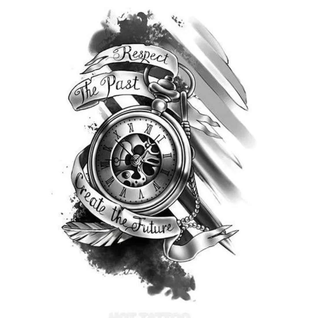 Time Clock Watch Tattoo Waterproof Male and Female Temporary Body Tattoo - Temporarytattoowala