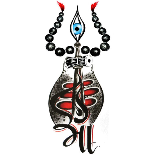 Temporary Tattoowala Shiv Trishul with Damru Maa Tattoo Waterproof Men and Women Temporary Body Tattoo